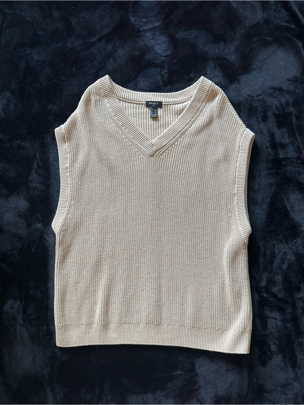 100% Cotton Cream Short Sleeve Sweater Vest - Classic Knit Layering Piece